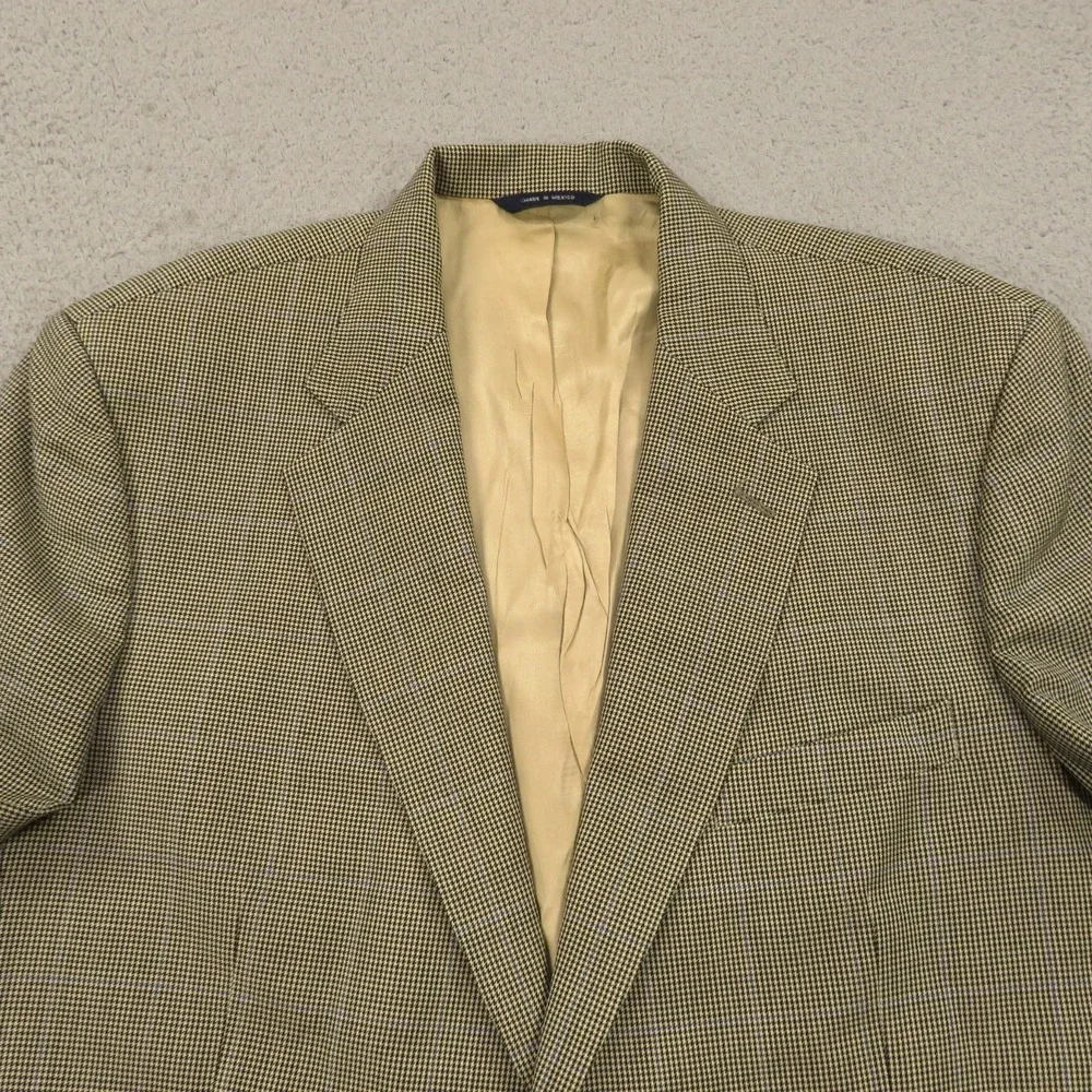 Brooks Brothers 44R Wool Cashmere Houndstooth Sport Coat Blazer Beige Check Mens